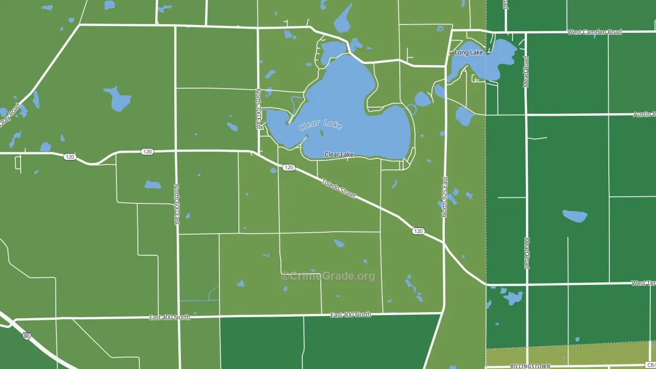Clear Lake, IN Map of Vehicle Theft Rates