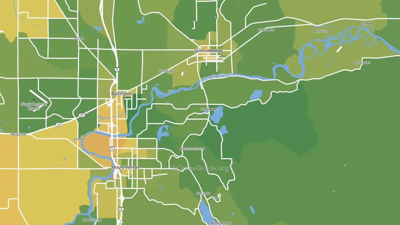 Clear Lake, WA Map of Vehicle Theft Rates