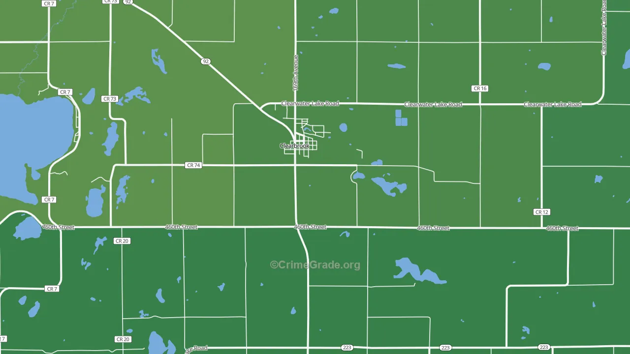 Clearbrook, MN Map of Vehicle Theft Rates