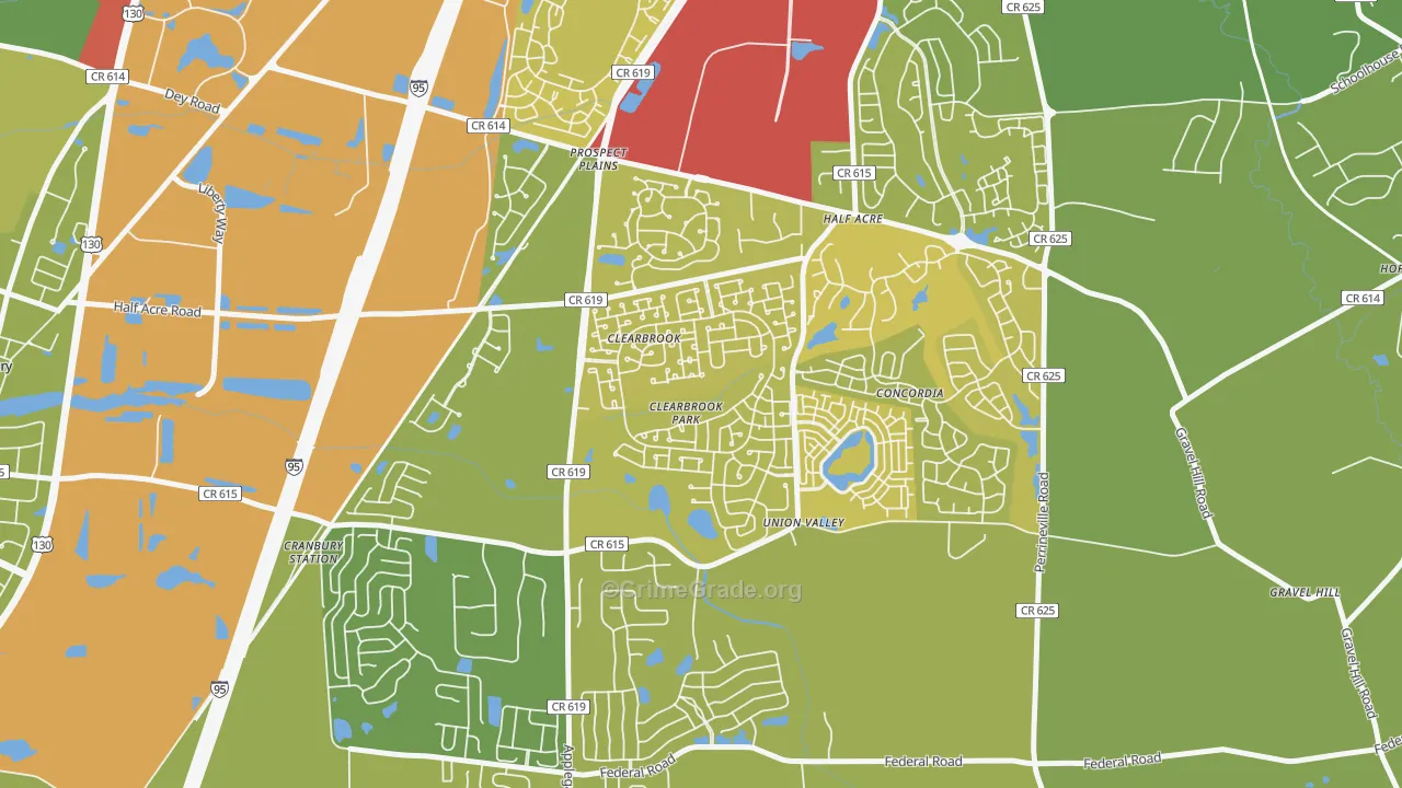 Clearbrook Park, NJ Map of Vehicle Theft Rates