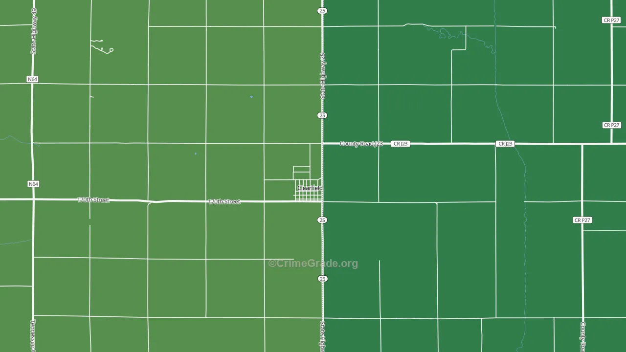 Clearfield, IA Map of Vehicle Theft Rates