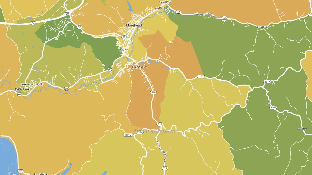 Clearfield, KY Map of Vehicle Theft Rates