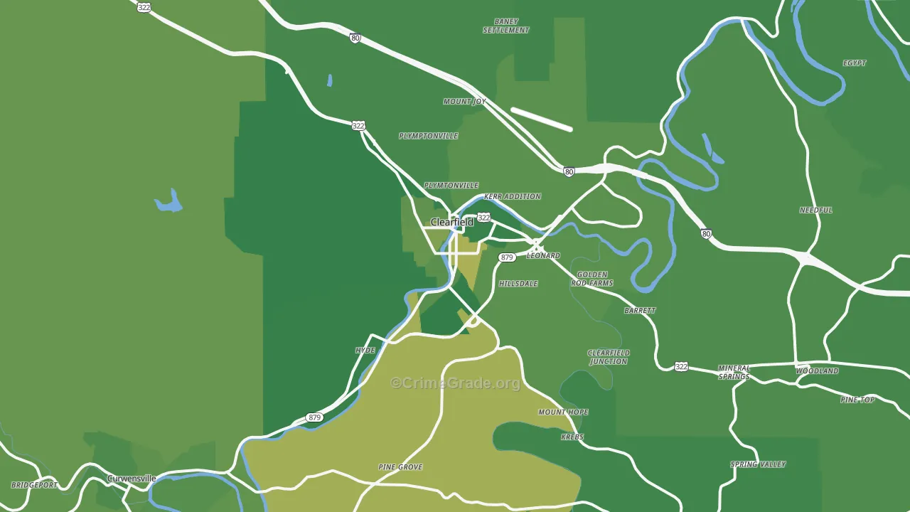 Clearfield, PA Map of Vehicle Theft Rates