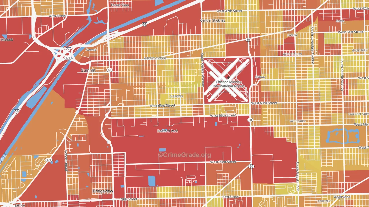 Clearing, Chicago, IL Map of Vehicle Theft Rates