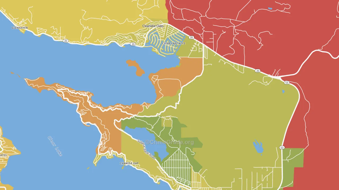Clearlake Park, CA Map of Vehicle Theft Rates