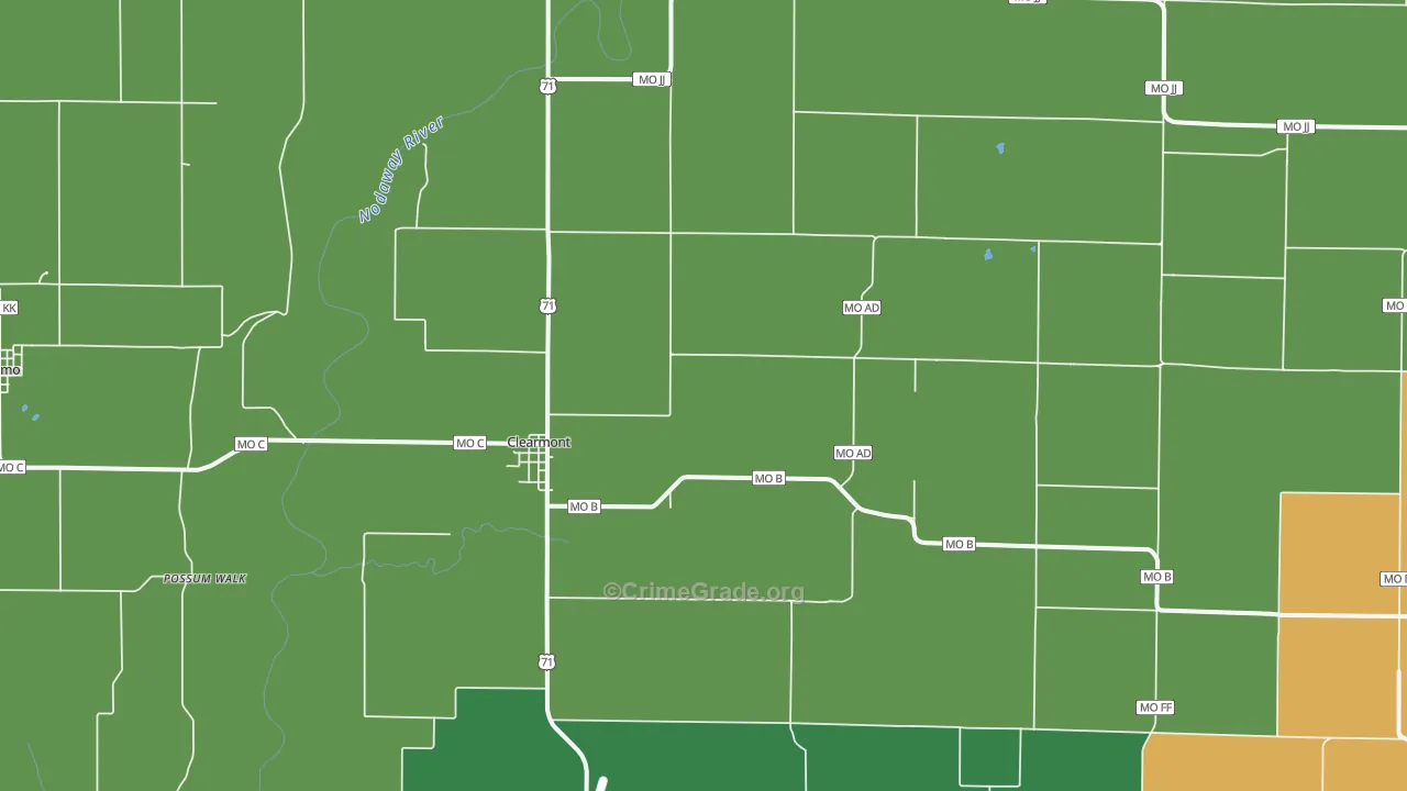 Clearmont, MO Map of Vehicle Theft Rates