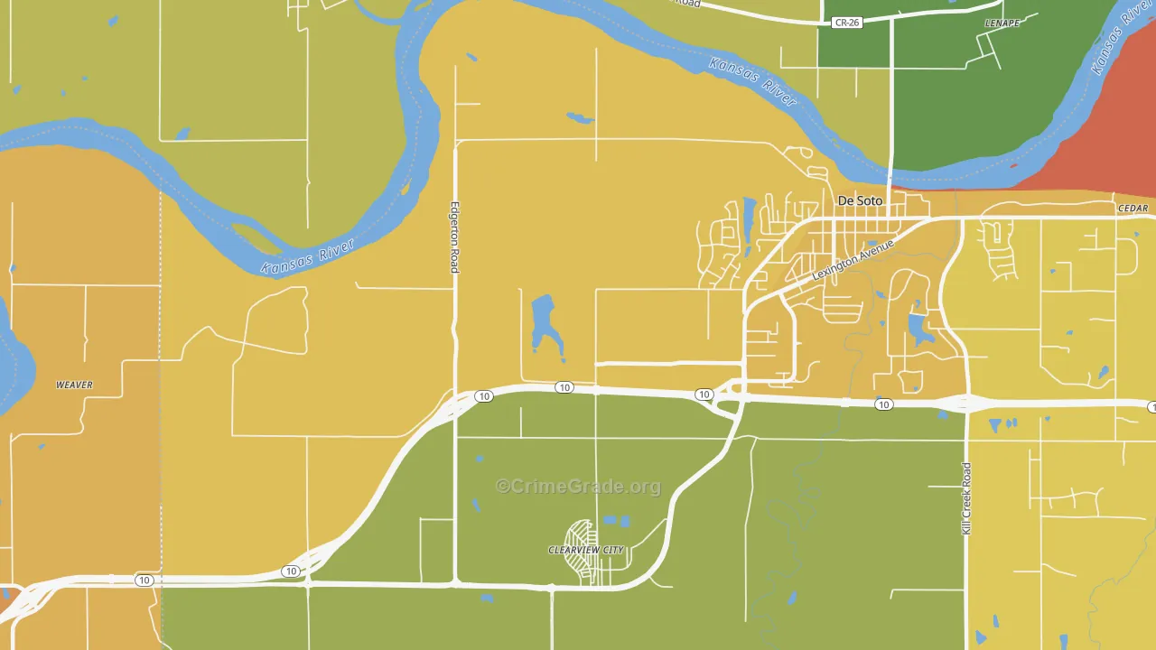 Clearview City, KS Map of Vehicle Theft Rates