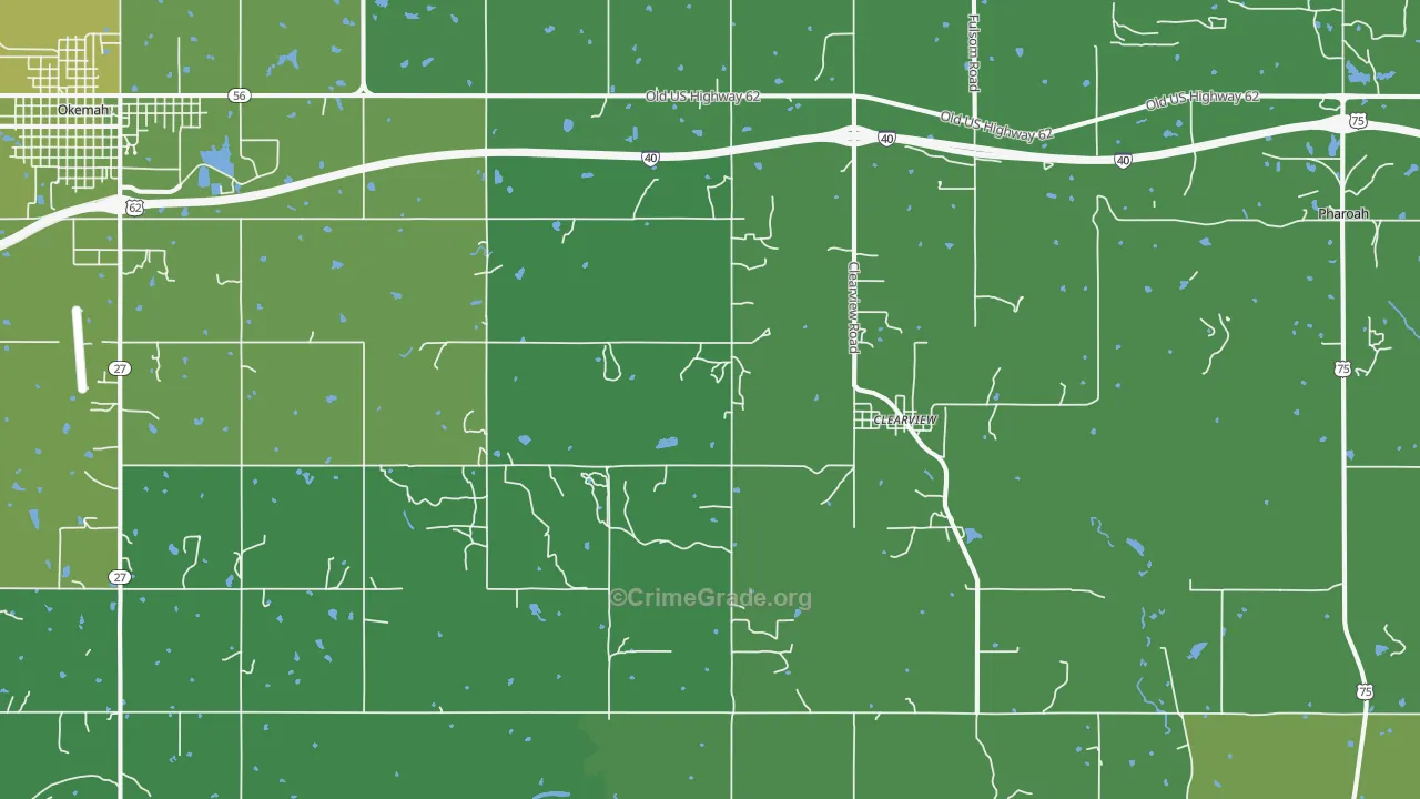 Clearview, OK Map of Vehicle Theft Rates