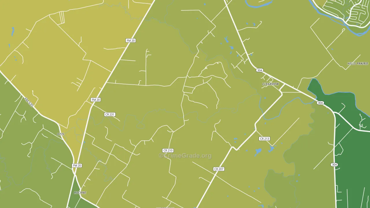 Clearview, TX Map of Vehicle Theft Rates