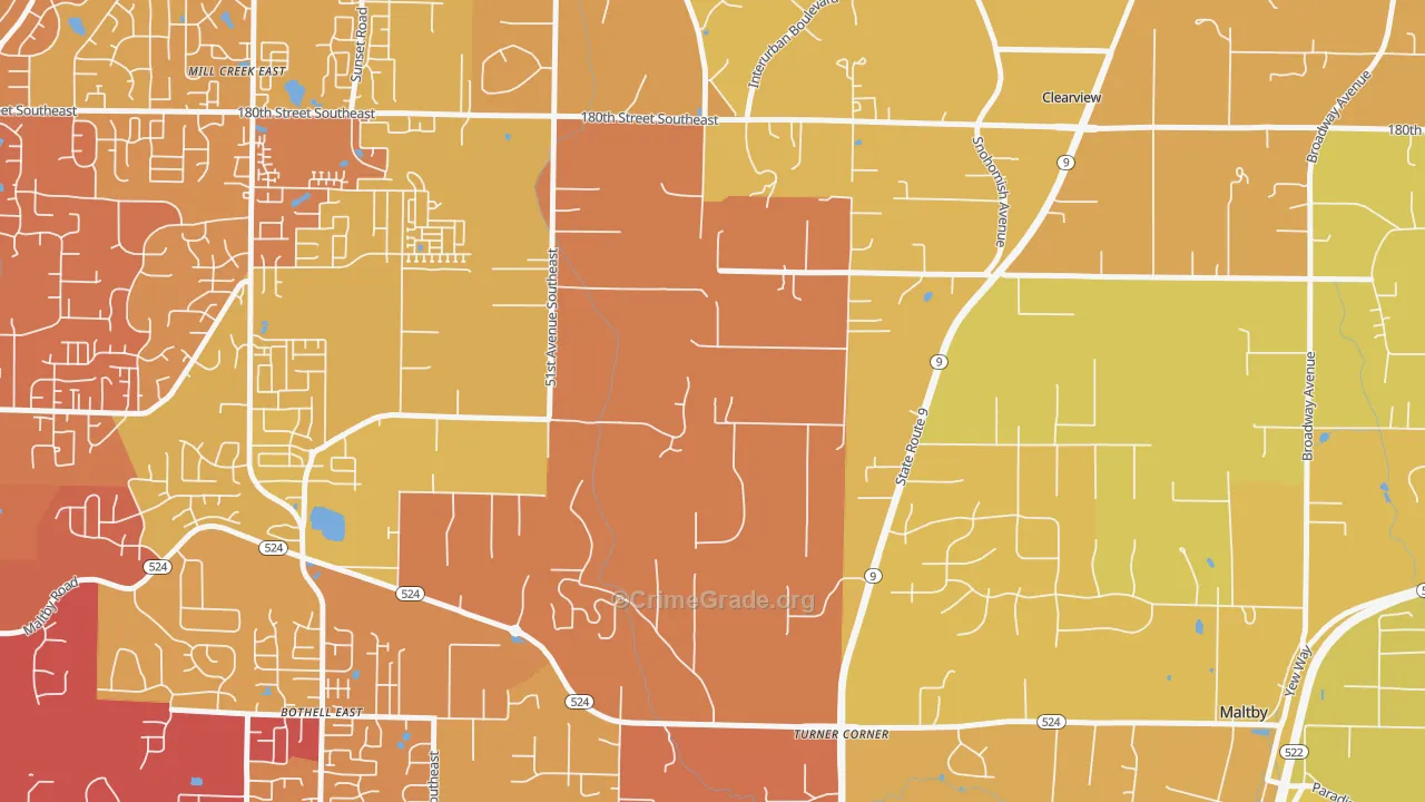 Clearview, WA Map of Vehicle Theft Rates