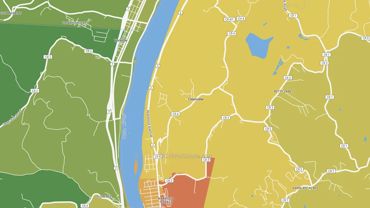 Clearview, WV Map of Vehicle Theft Rates