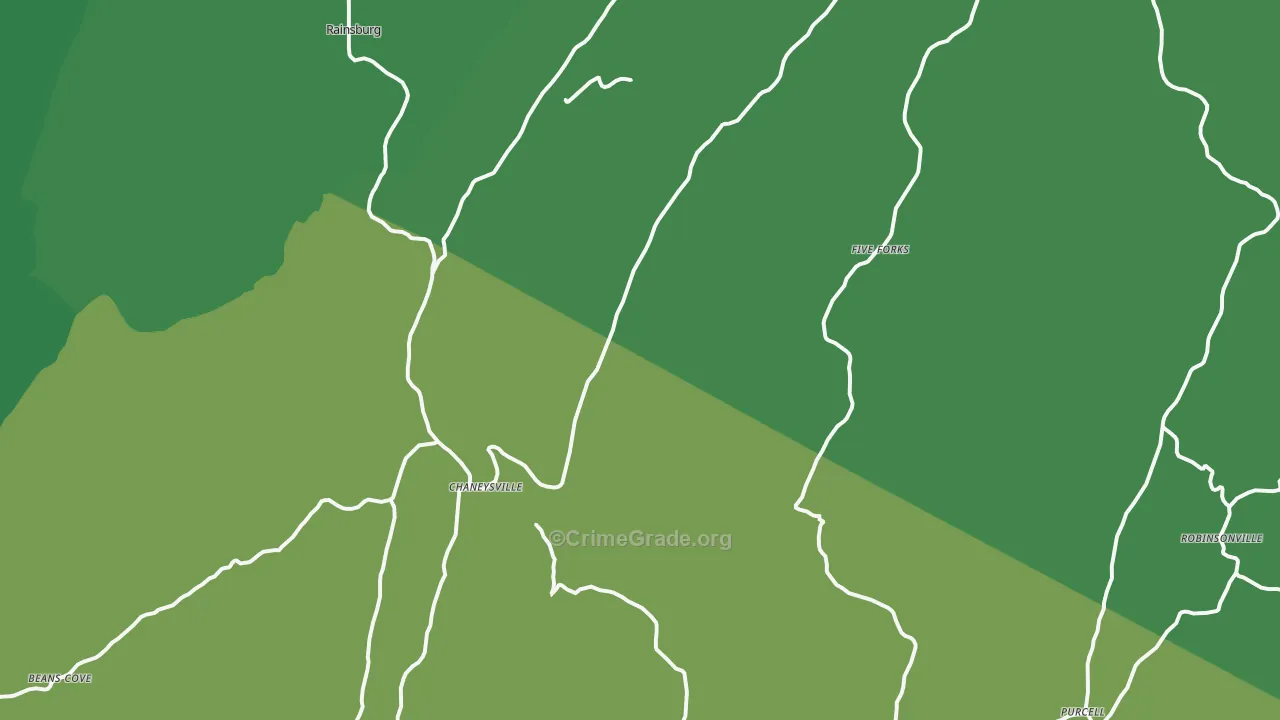 Clearville, PA Map of Vehicle Theft Rates