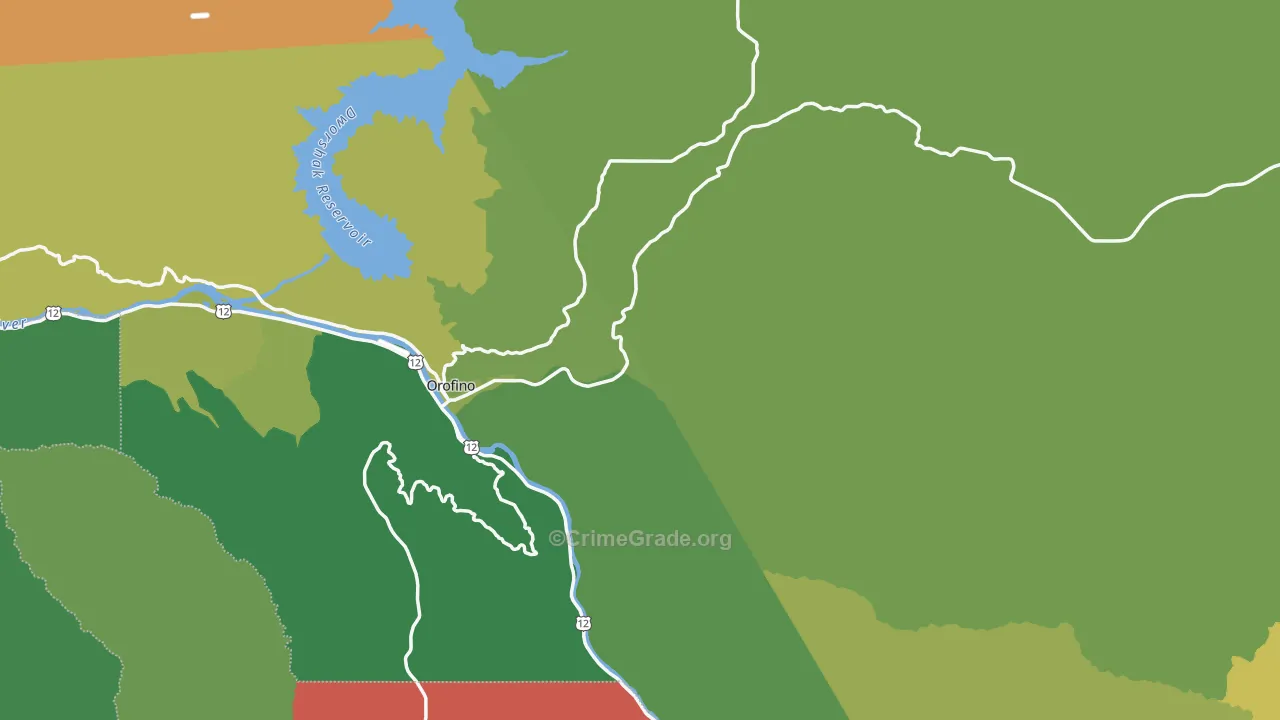 Clearwater County, ID Map of Vehicle Theft Rates