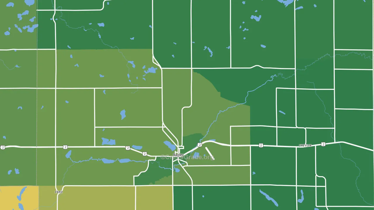 Clearwater County, MN Map of Vehicle Theft Rates