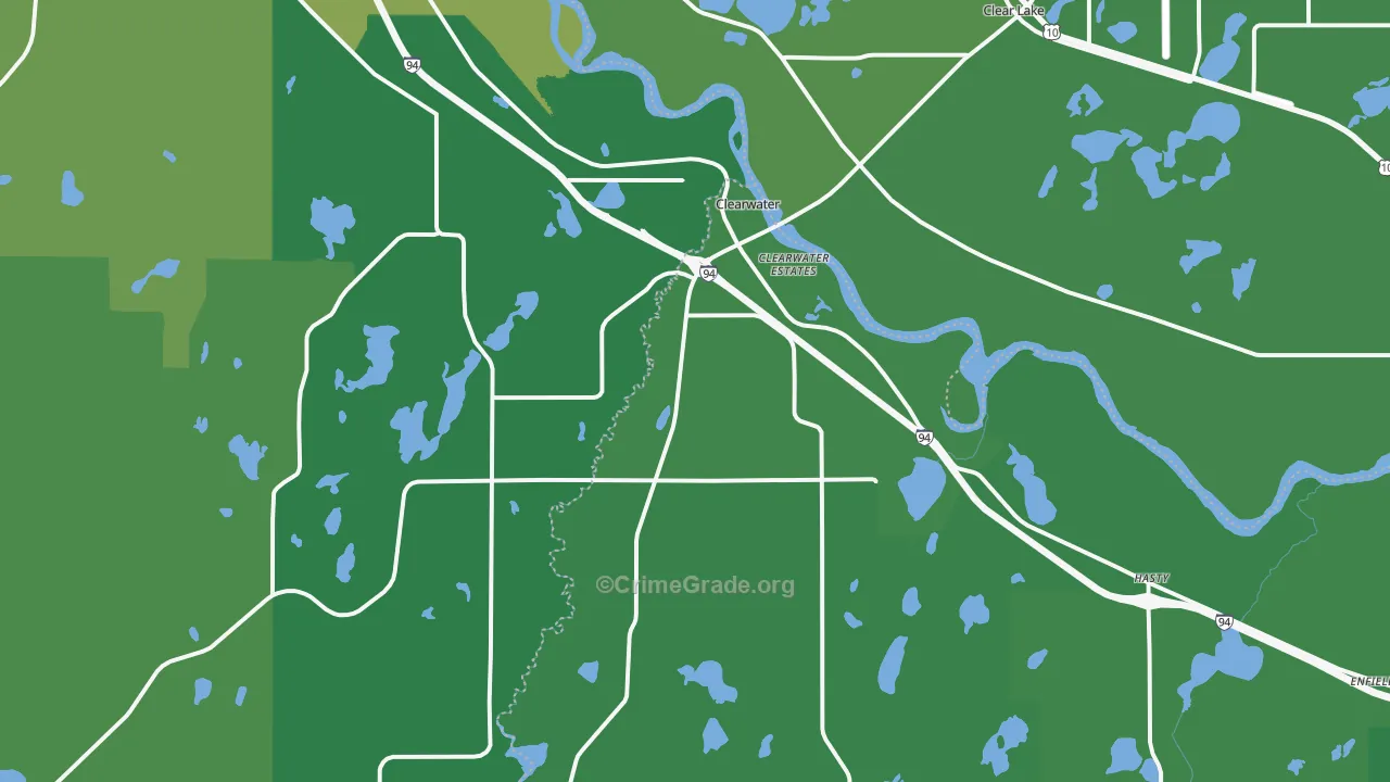 Clearwater, MN Map of Vehicle Theft Rates