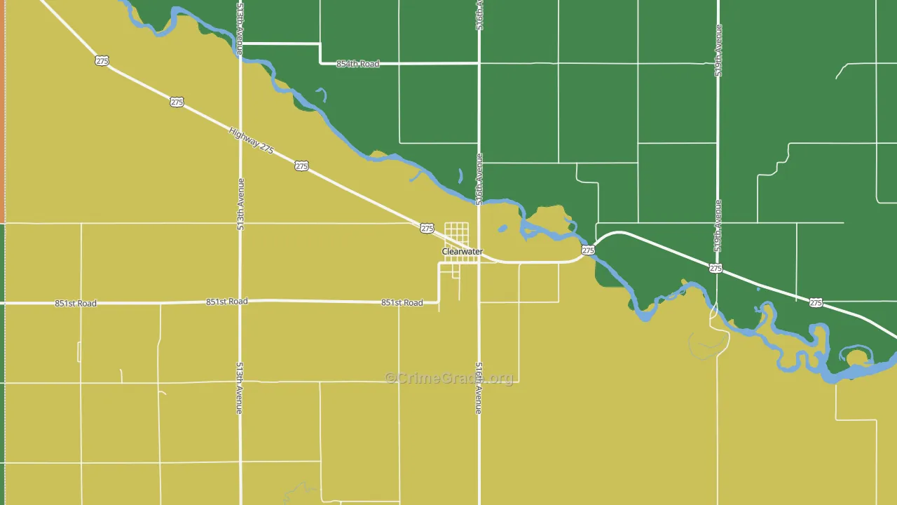 Clearwater, NE Map of Vehicle Theft Rates