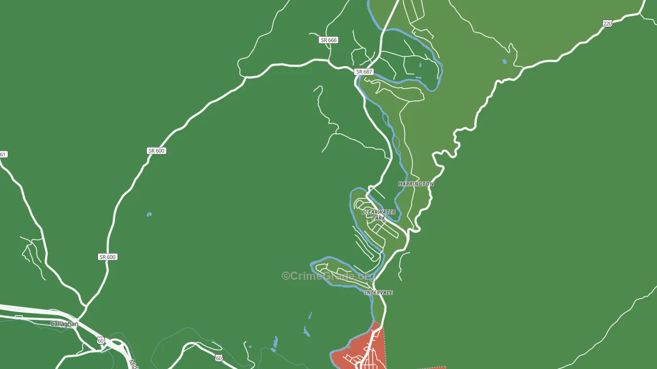 Clearwater Park, VA Map of Vehicle Theft Rates