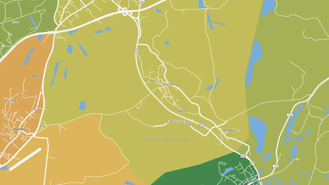 Cleaton, KY Map of Vehicle Theft Rates