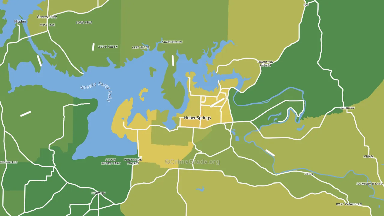 Cleburne County, AR Map of Vehicle Theft Rates