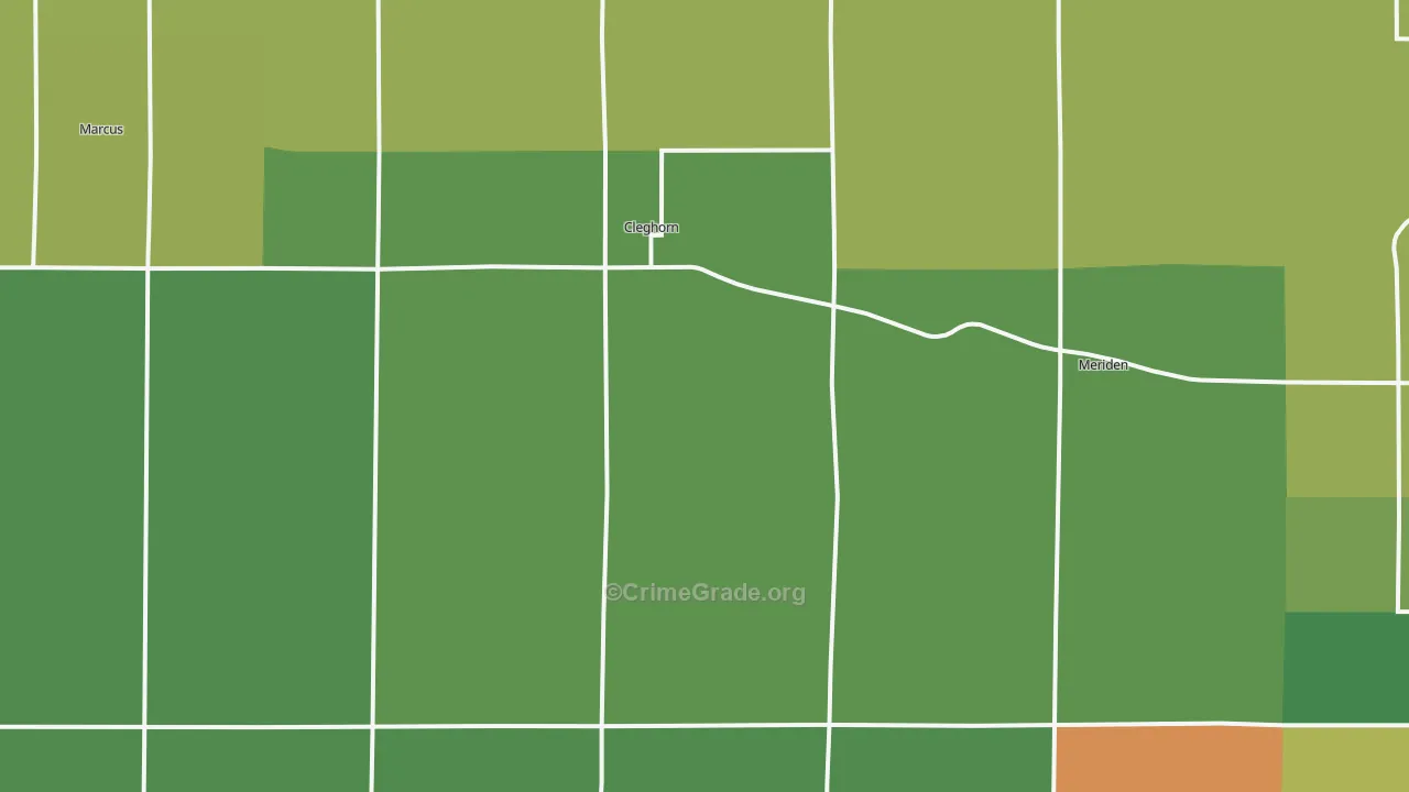 Cleghorn, IA Map of Vehicle Theft Rates