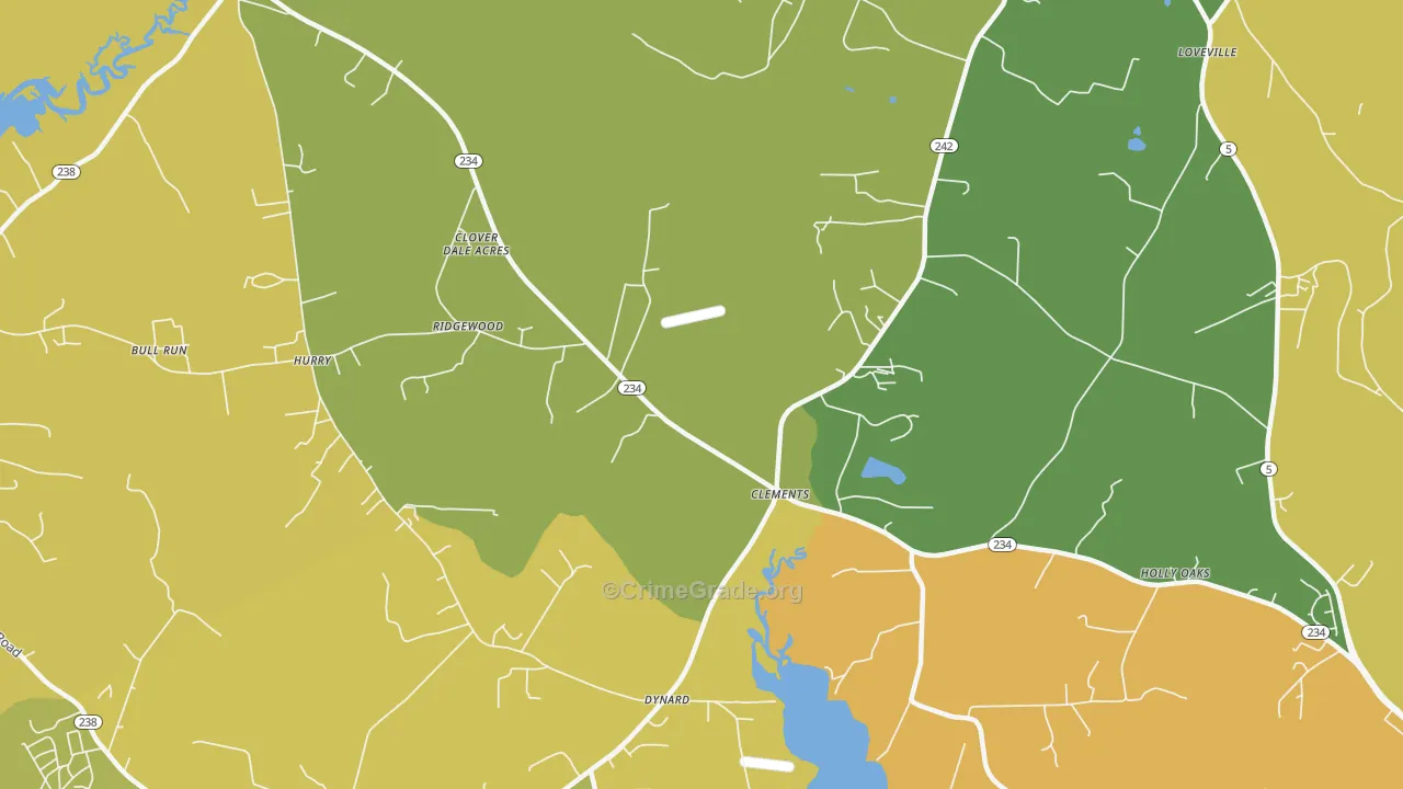 Clements, MD Map of Vehicle Theft Rates