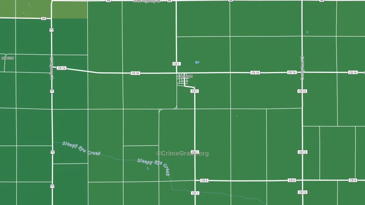 Clements, MN Map of Vehicle Theft Rates