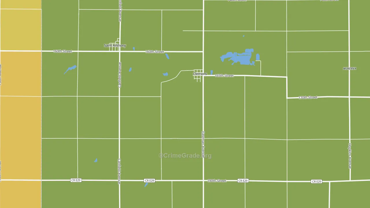 Clemons, IA Map of Vehicle Theft Rates
