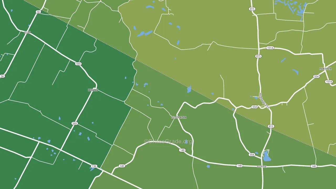 Cleopatra, KY Map of Vehicle Theft Rates