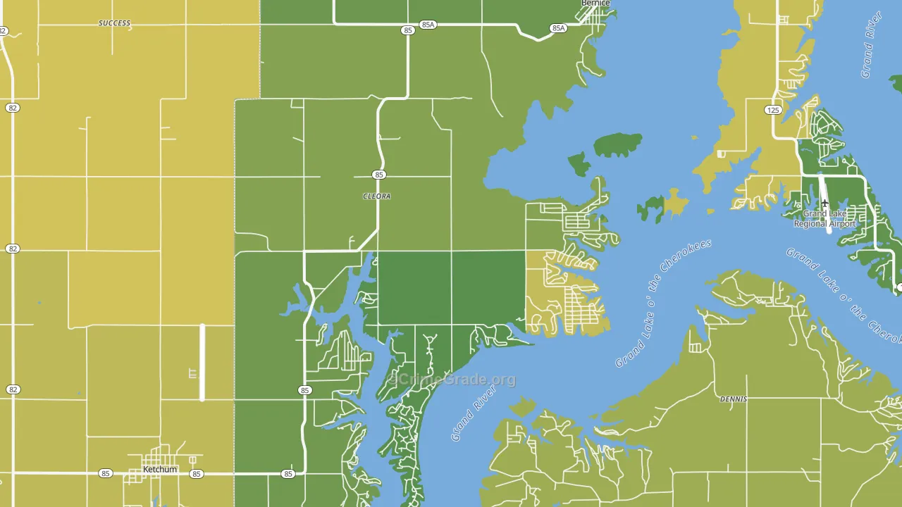 Cleora, OK Map of Vehicle Theft Rates