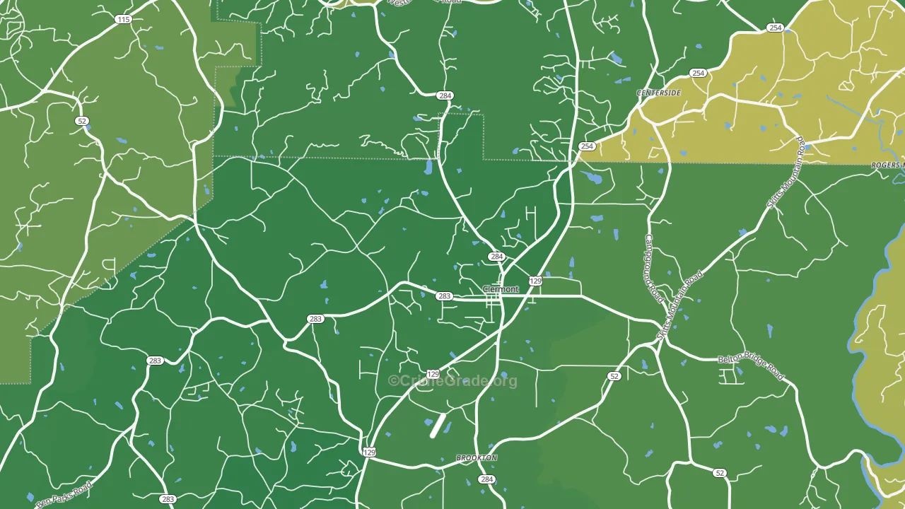 Clermont, GA Map of Vehicle Theft Rates