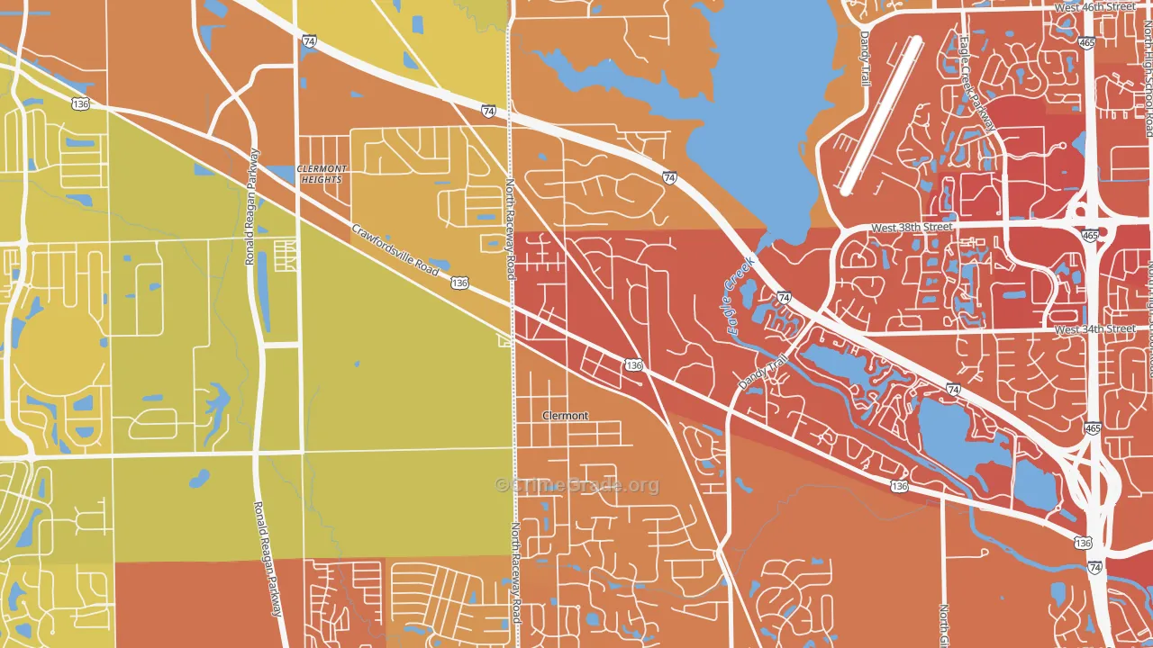 Clermont, IN Map of Vehicle Theft Rates