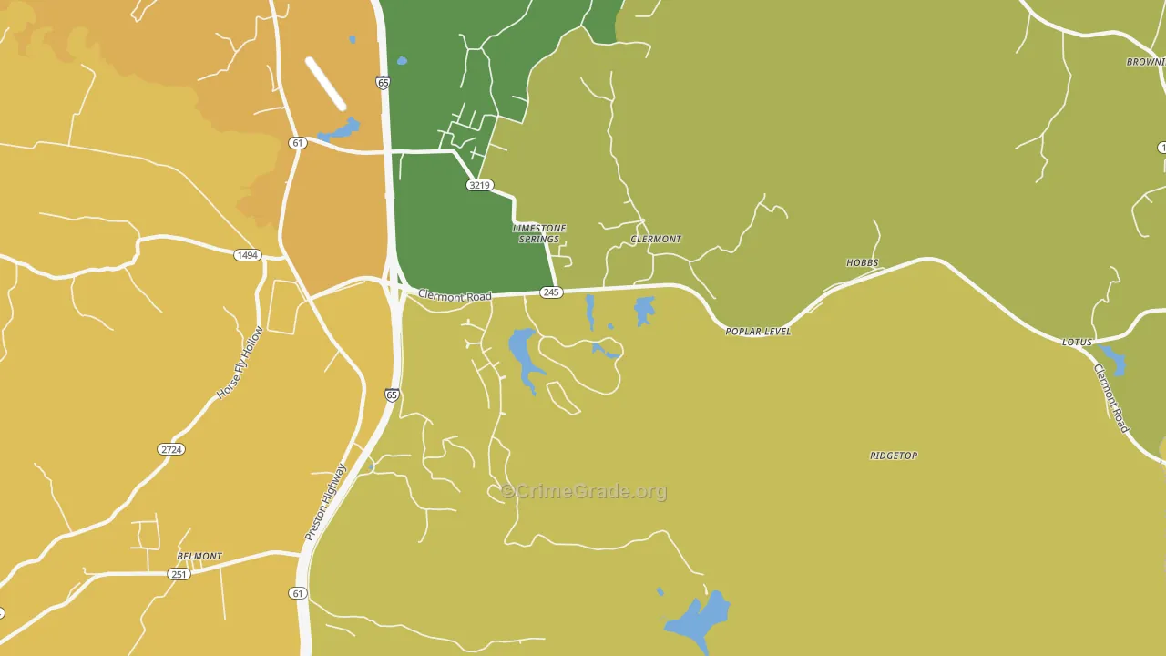 Clermont, KY Map of Vehicle Theft Rates
