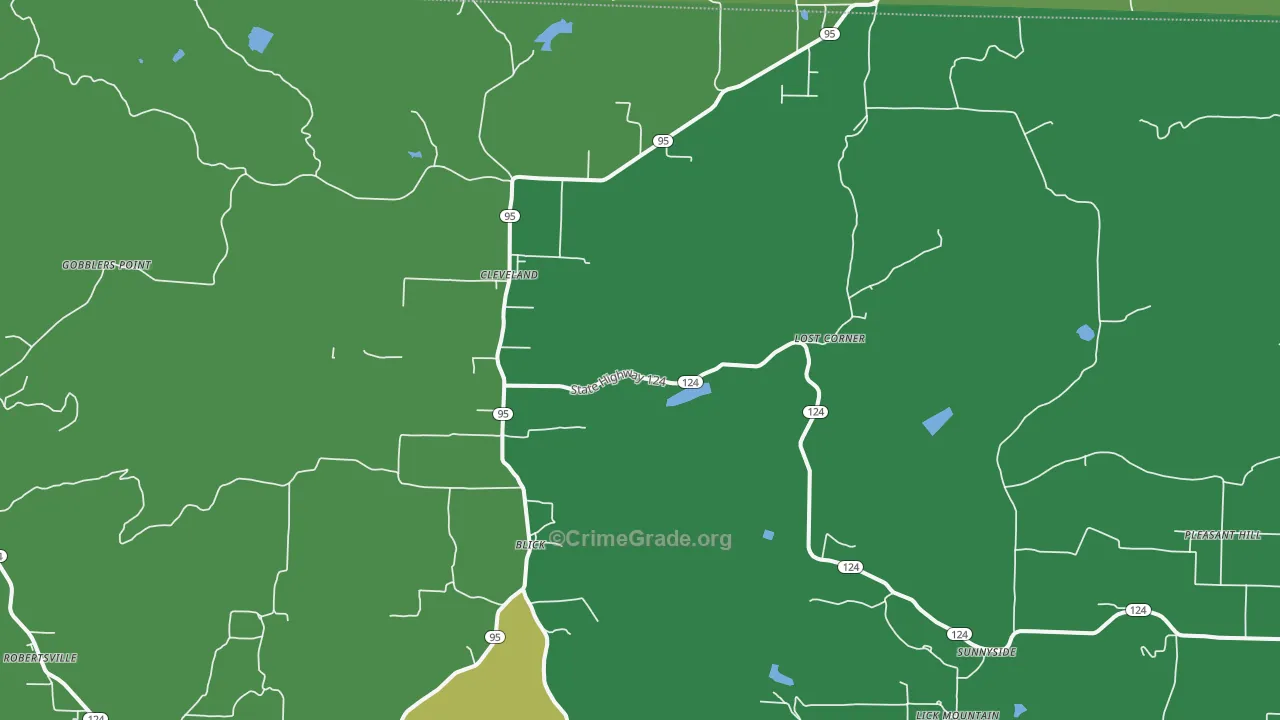 Cleveland, AR Map of Vehicle Theft Rates