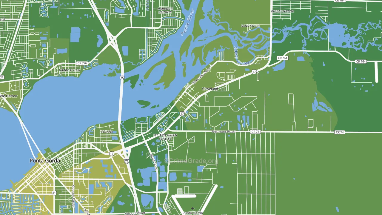 Cleveland, FL Map of Vehicle Theft Rates