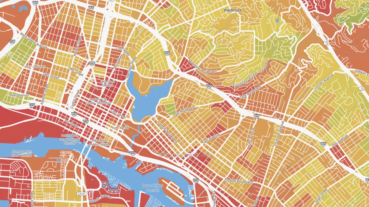 Cleveland Heights, Oakland, CA Map of Vehicle Theft Rates
