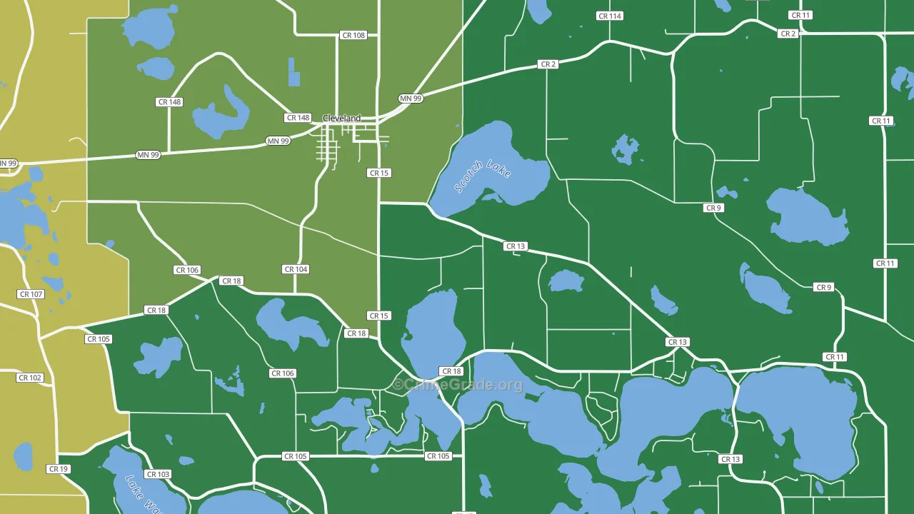 Cleveland, MN Map of Vehicle Theft Rates