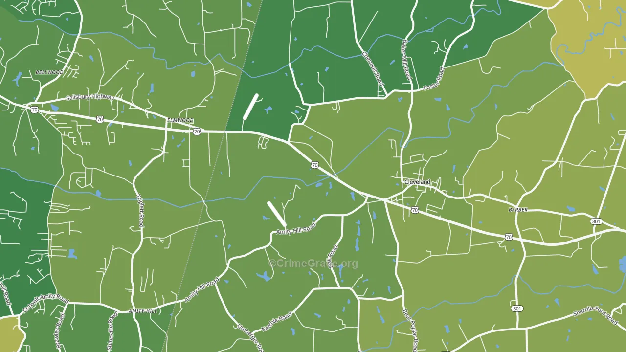Cleveland, NC Map of Vehicle Theft Rates
