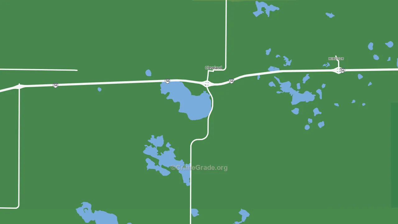 Cleveland, ND Map of Vehicle Theft Rates
