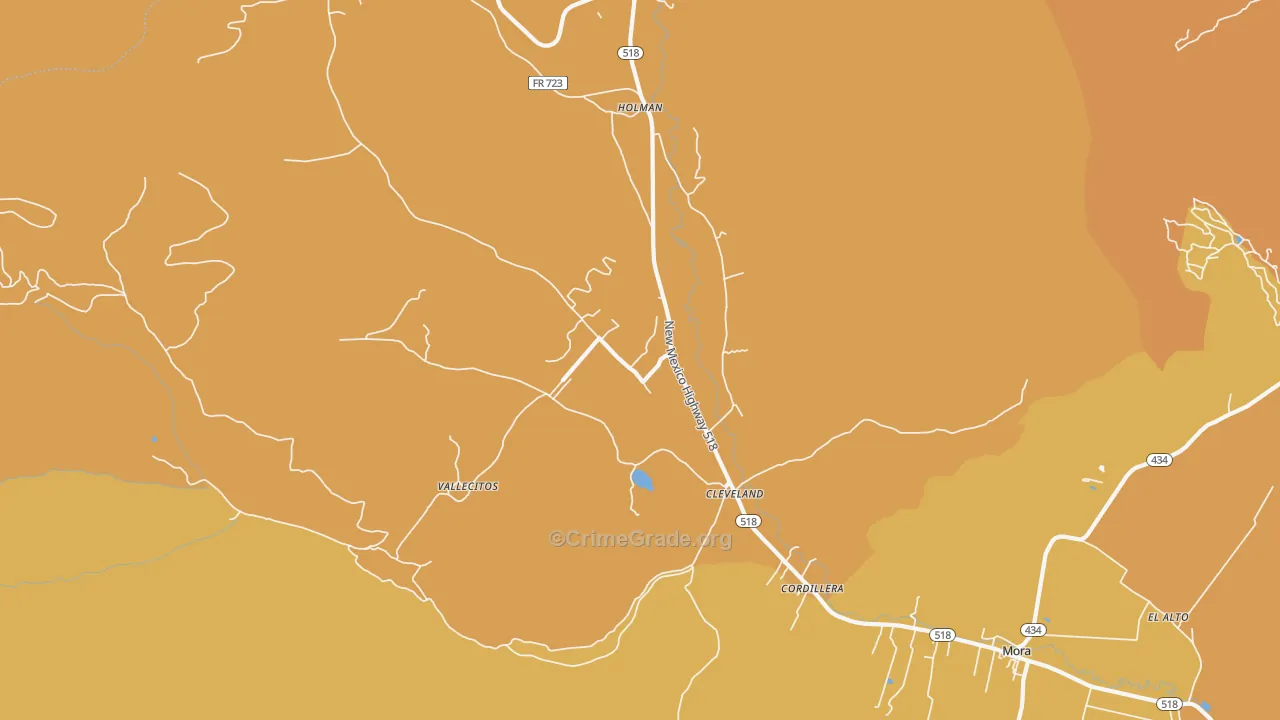 Cleveland, NM Map of Vehicle Theft Rates