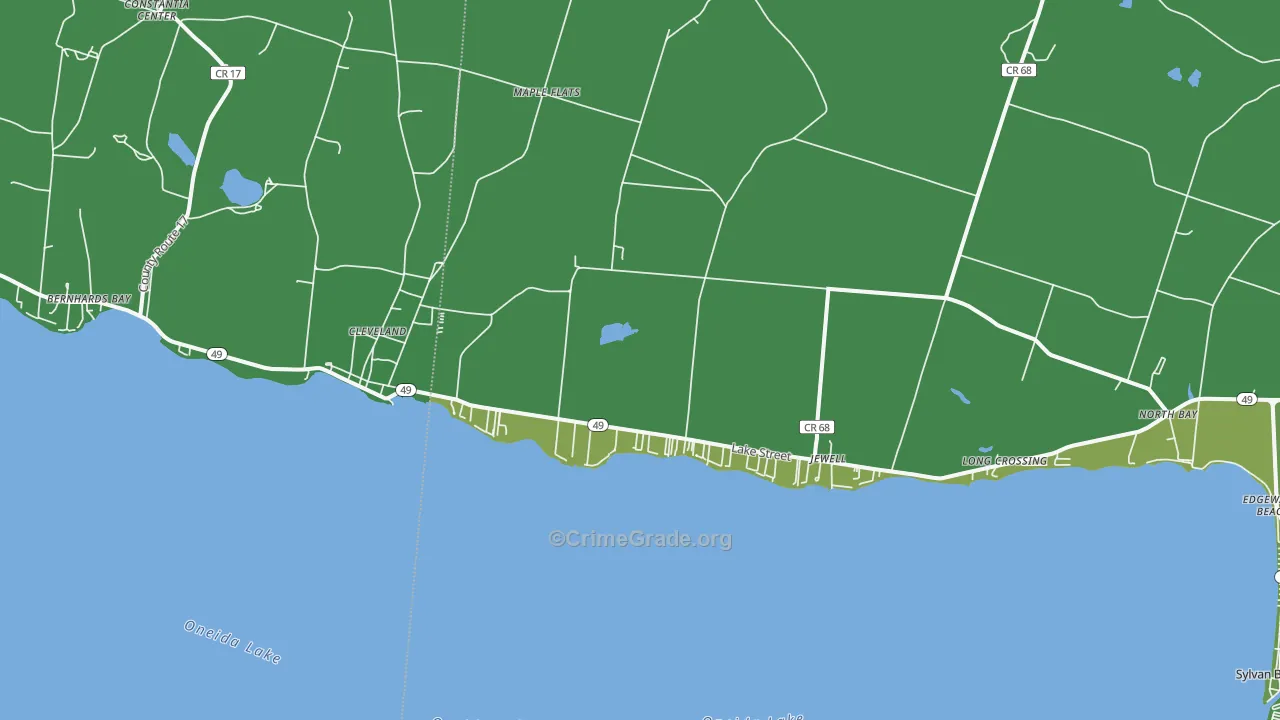 Cleveland, NY Map of Vehicle Theft Rates