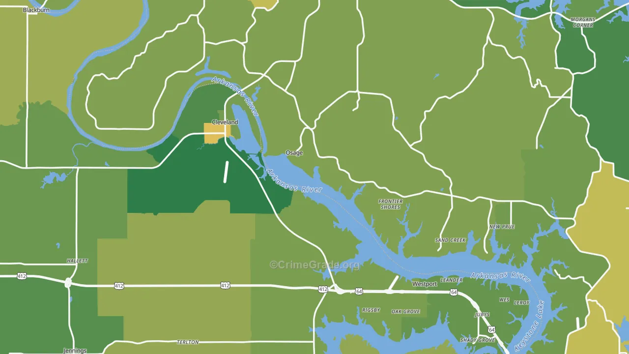 Cleveland, OK Map of Vehicle Theft Rates