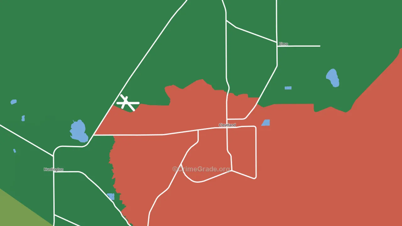 Cleveland, UT Map of Vehicle Theft Rates