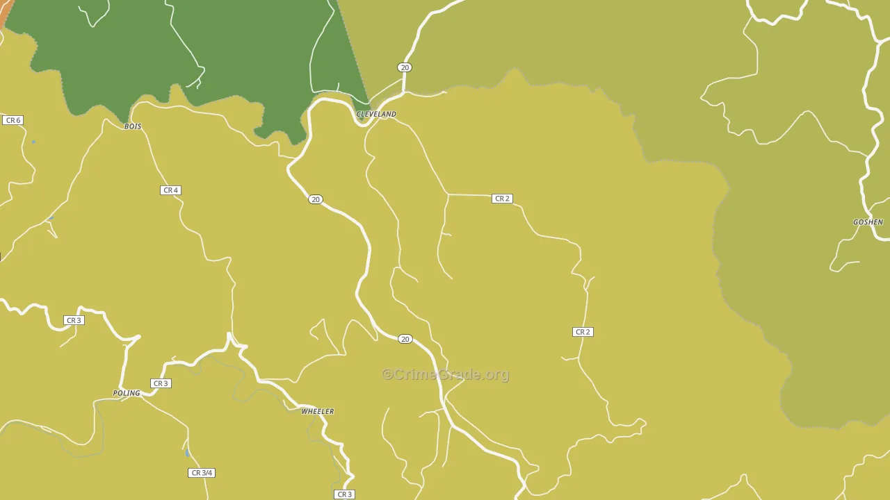 Cleveland, WV Map of Vehicle Theft Rates
