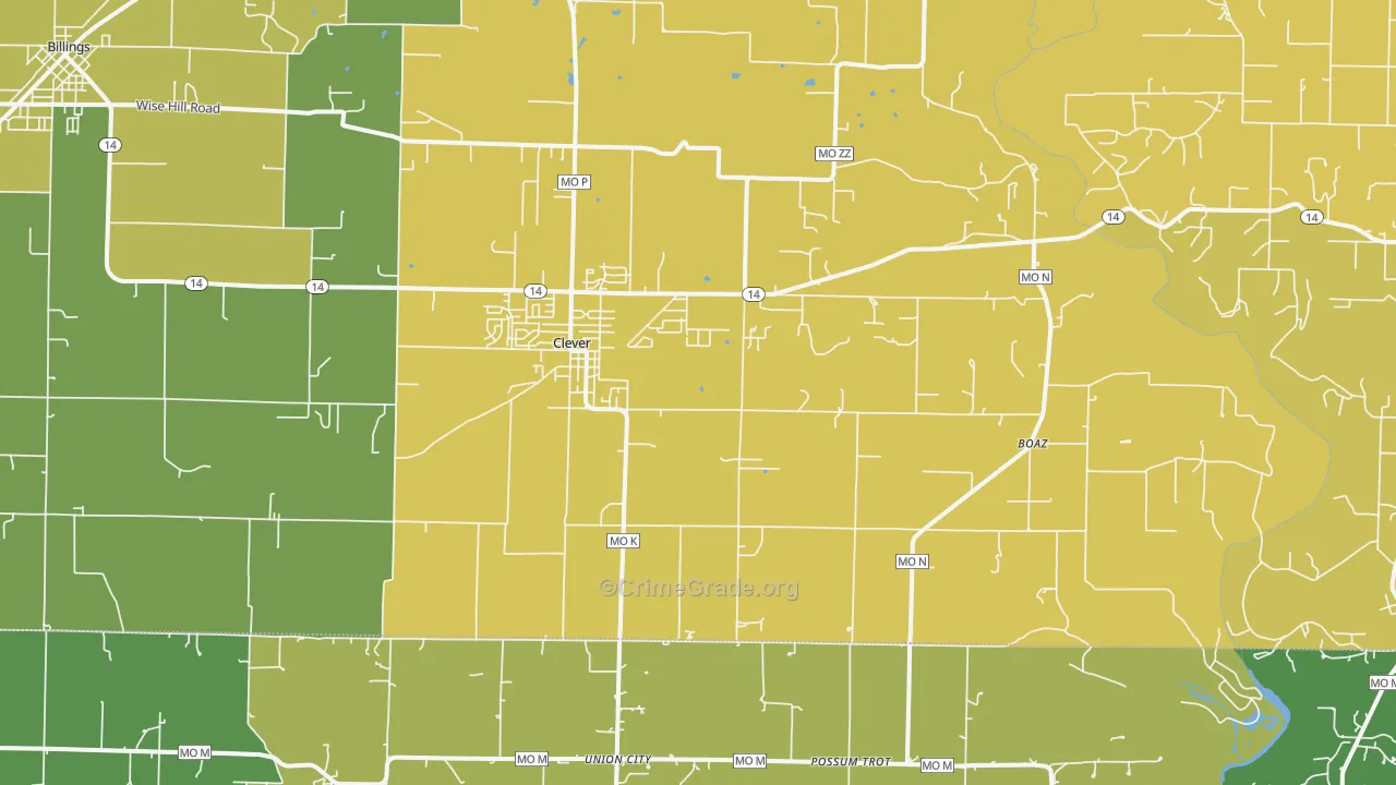 Clever, MO Map of Vehicle Theft Rates