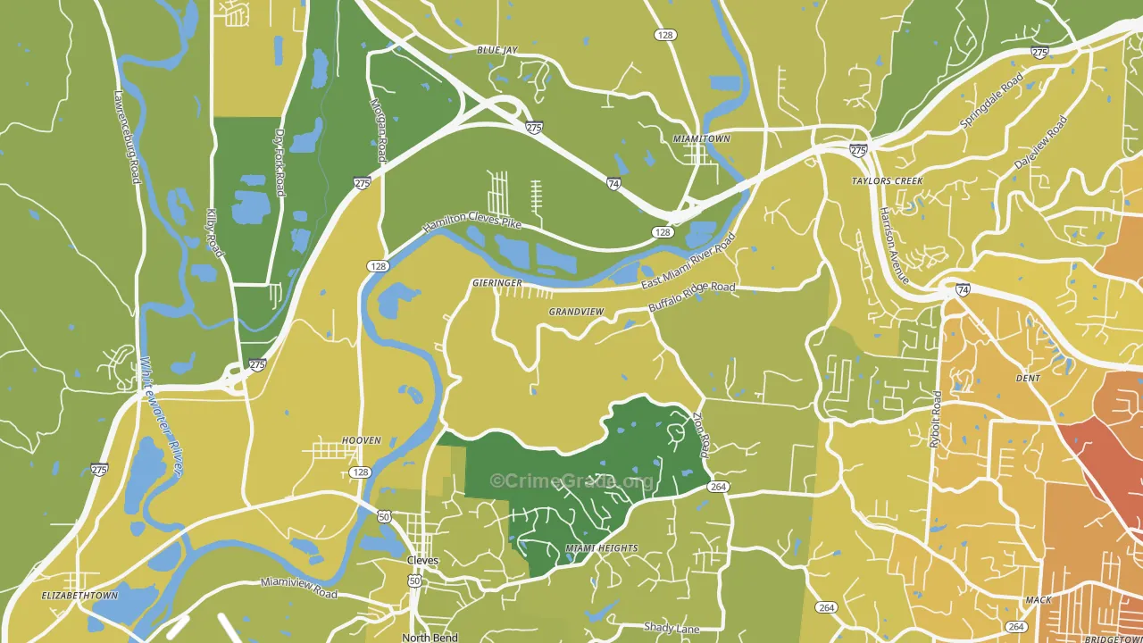 Cleves, OH Map of Vehicle Theft Rates