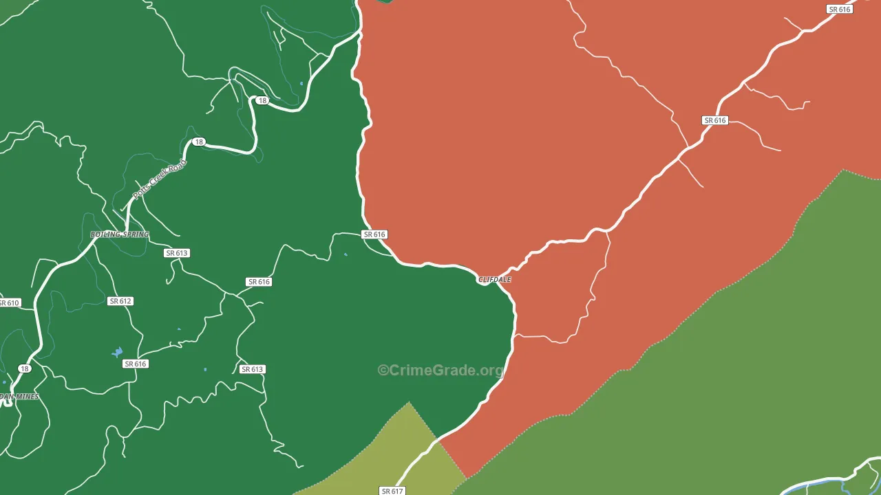 Clifdale, VA Map of Vehicle Theft Rates