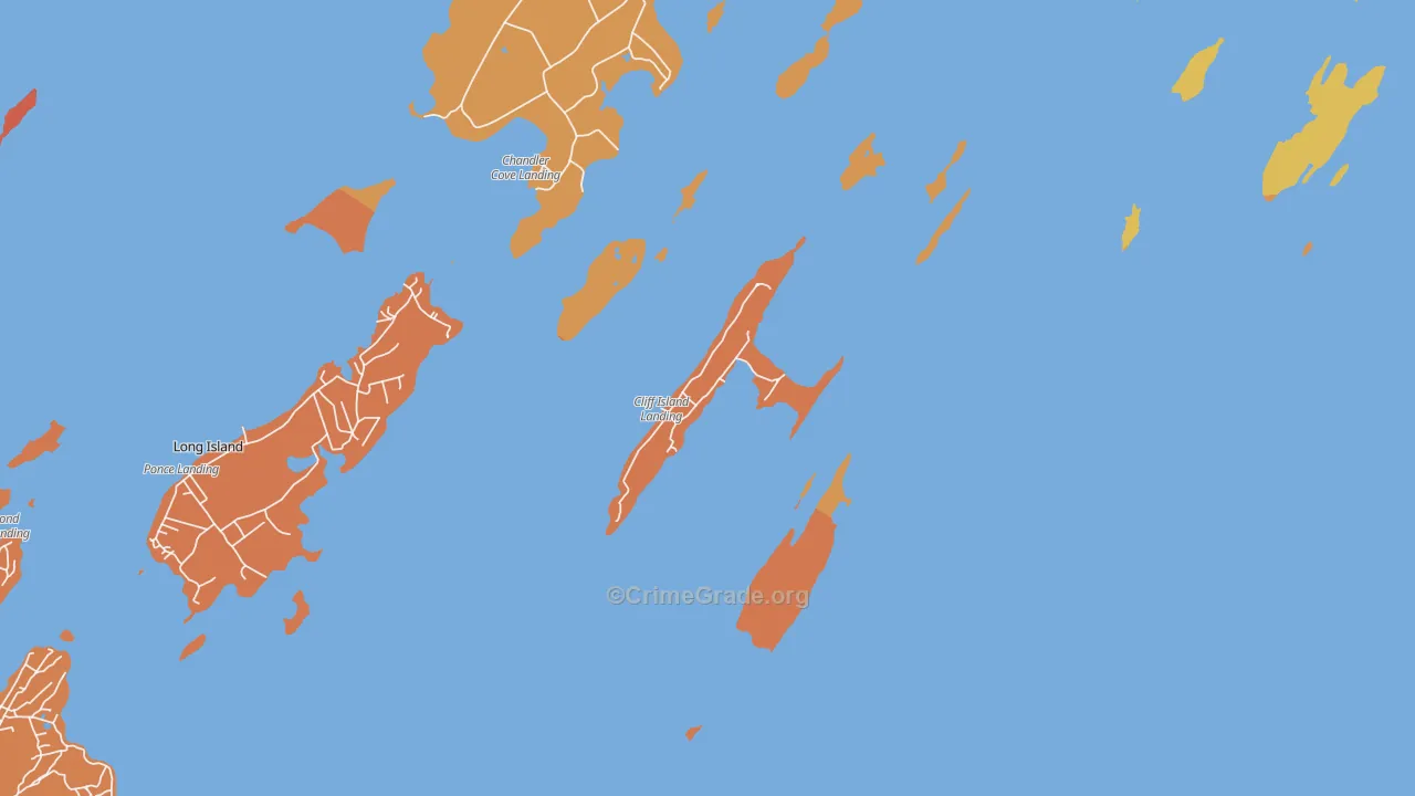 Cliff Island, ME Map of Vehicle Theft Rates