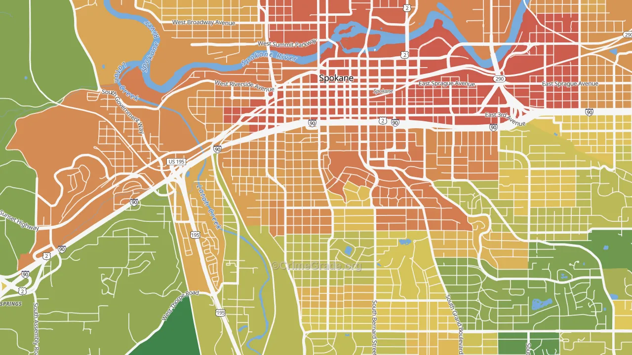 Cliffcannon, Spokane, WA Map of Vehicle Theft Rates