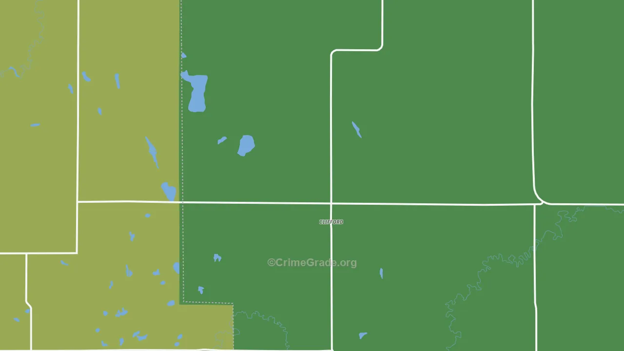 Clifford, ND Map of Vehicle Theft Rates