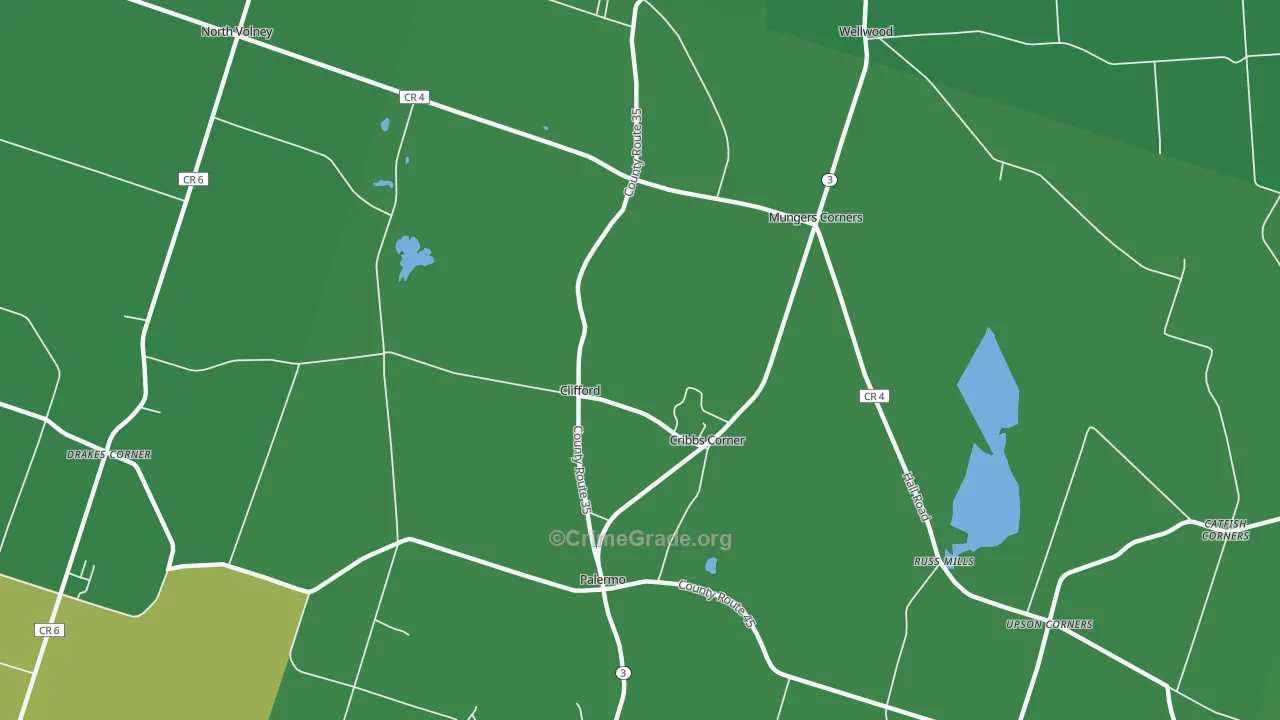 Clifford, NY Map of Vehicle Theft Rates